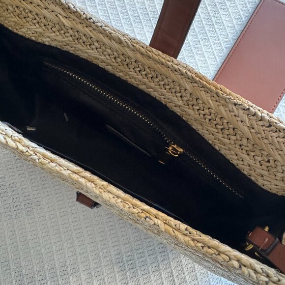 Saint Laurent Brown Le 5 à 7 Raffia Shoulder Bag - Picture 8 of 12